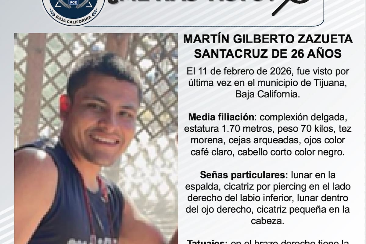 Se busca a Martín Gilberto Zazueta Santacruz de 26 años