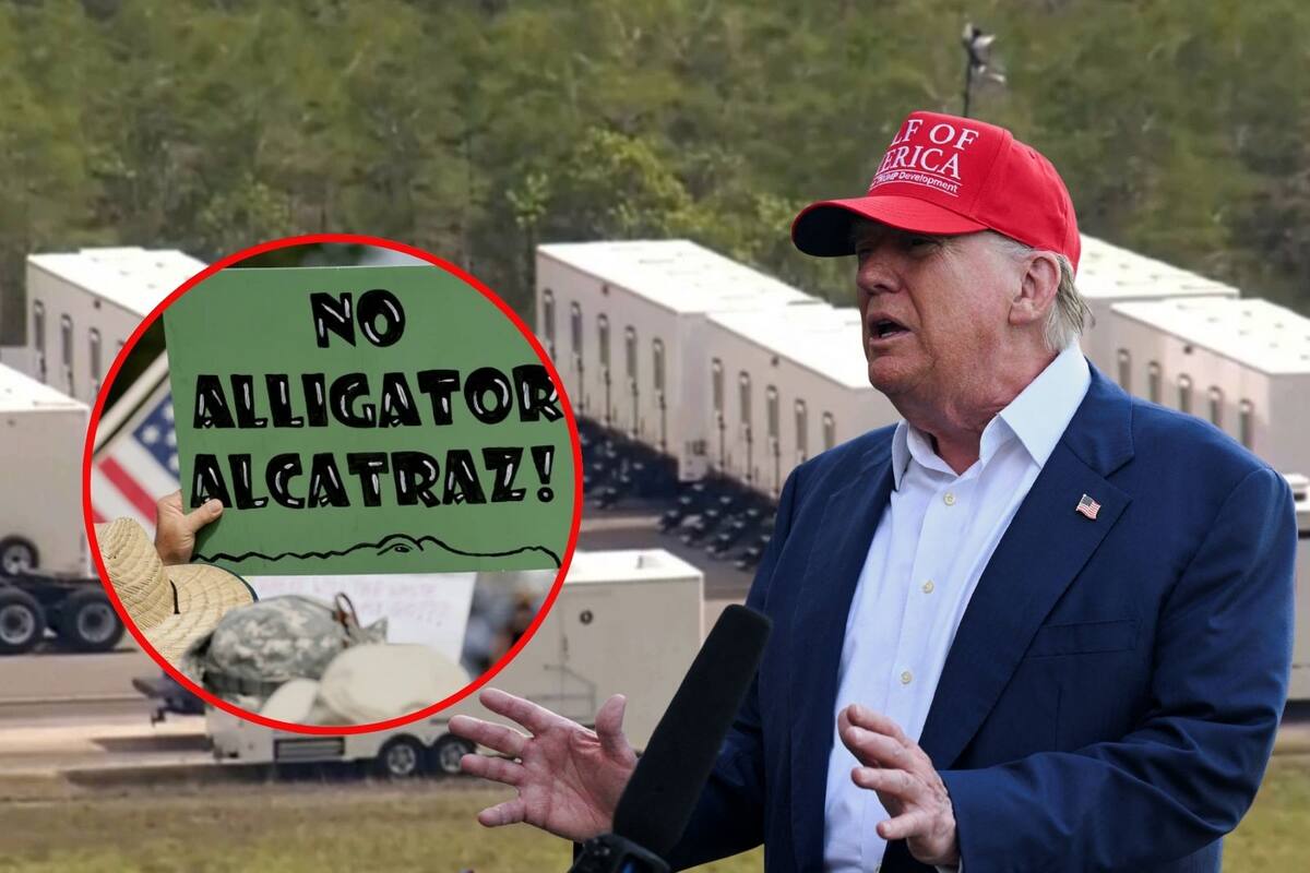 Trump lanza advertencia a migrantes que quieran huir del nuevo centro ‘Alligator Alcatraz’, rodeado de caimanes: “Las serpientes son rápidas, pero los caimanes...”