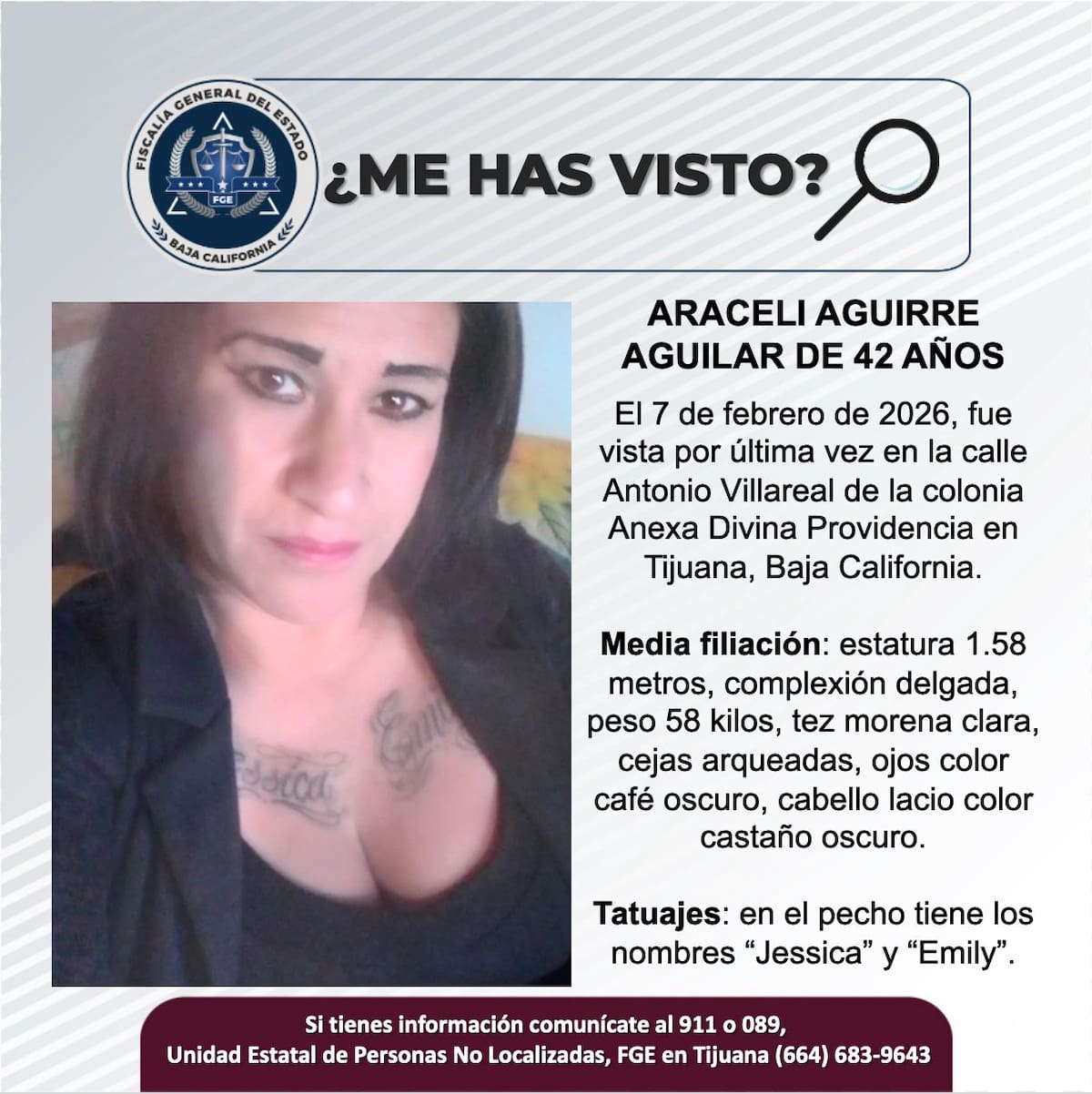 Fue vista por última vez el 7 de febrero de 2026.