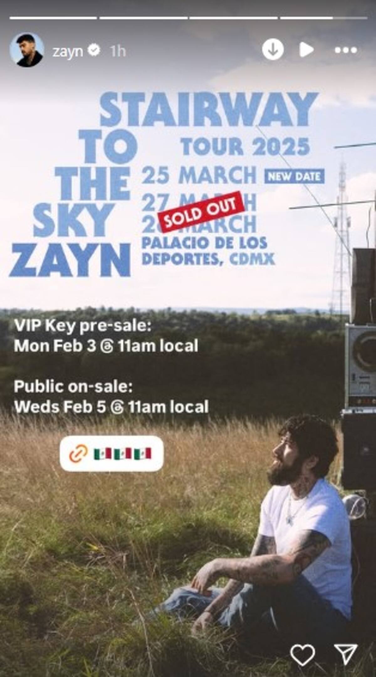 Zayn confirma tercera fecha en México / Instagram @zayn