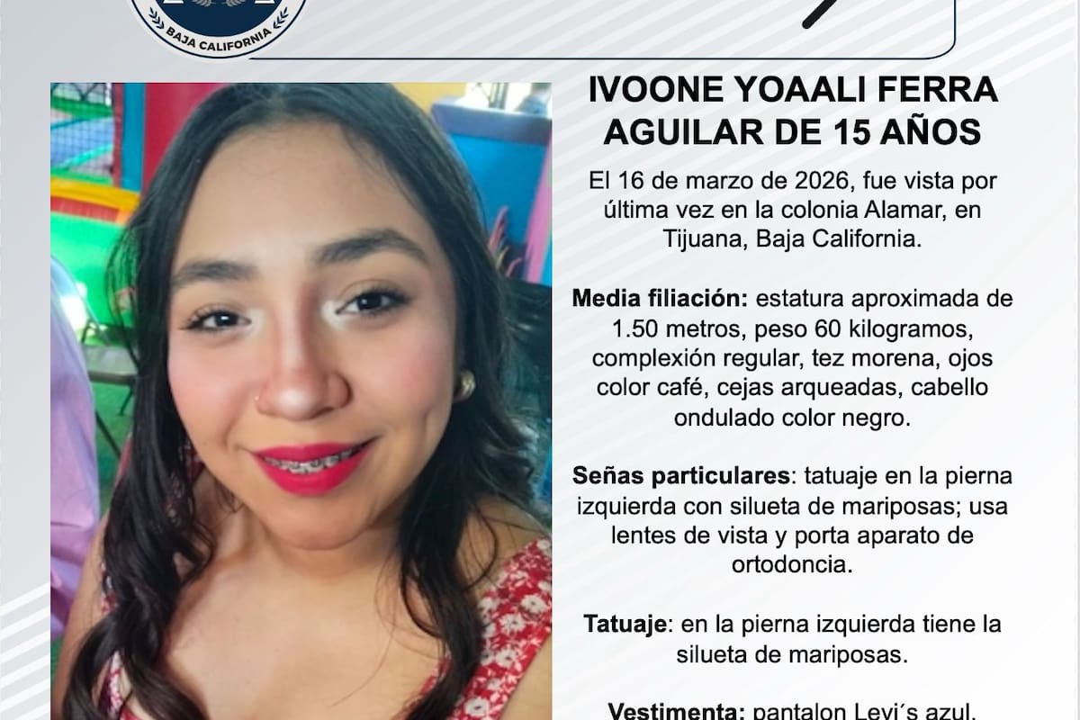 Se busca a Ivoone Yoaali Ferra Aguilar de 15 años