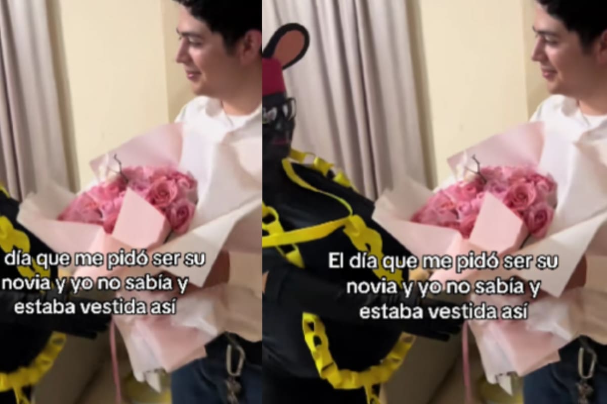 “Cómo el chico le dio el ramo y luego se alejó” Joven le pide ser su novia y termina encontrándola maquillada y vestida de ratón