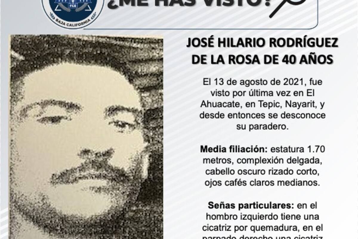 Se busca a José Hilario Rodríguez de la Rosa de 40 años de edad