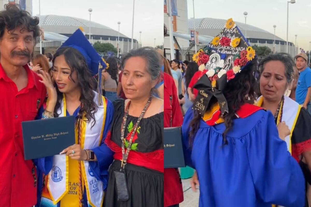 Joven causa conmoción al regalarles a sus padres su reconocimiento y estola el día de su graduación