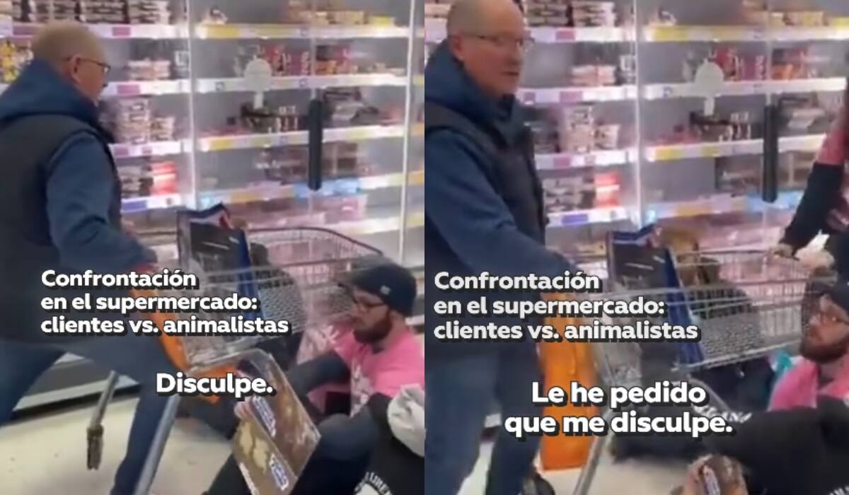 Hombre es detenido por activistas veganos mientras hacía sus compras en un supermercado