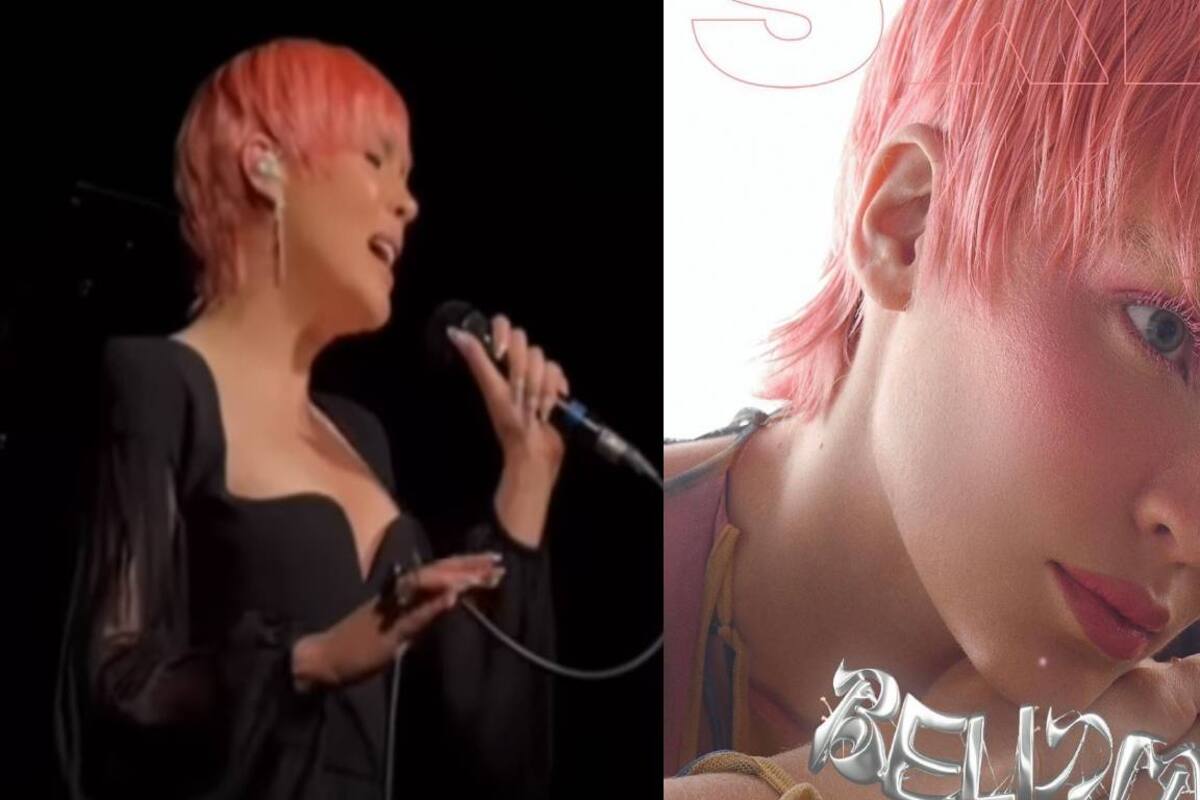 ¿Es peluca o no? Belinda reaparece con su look en rosa al cantar un tema de Luis Miguel
