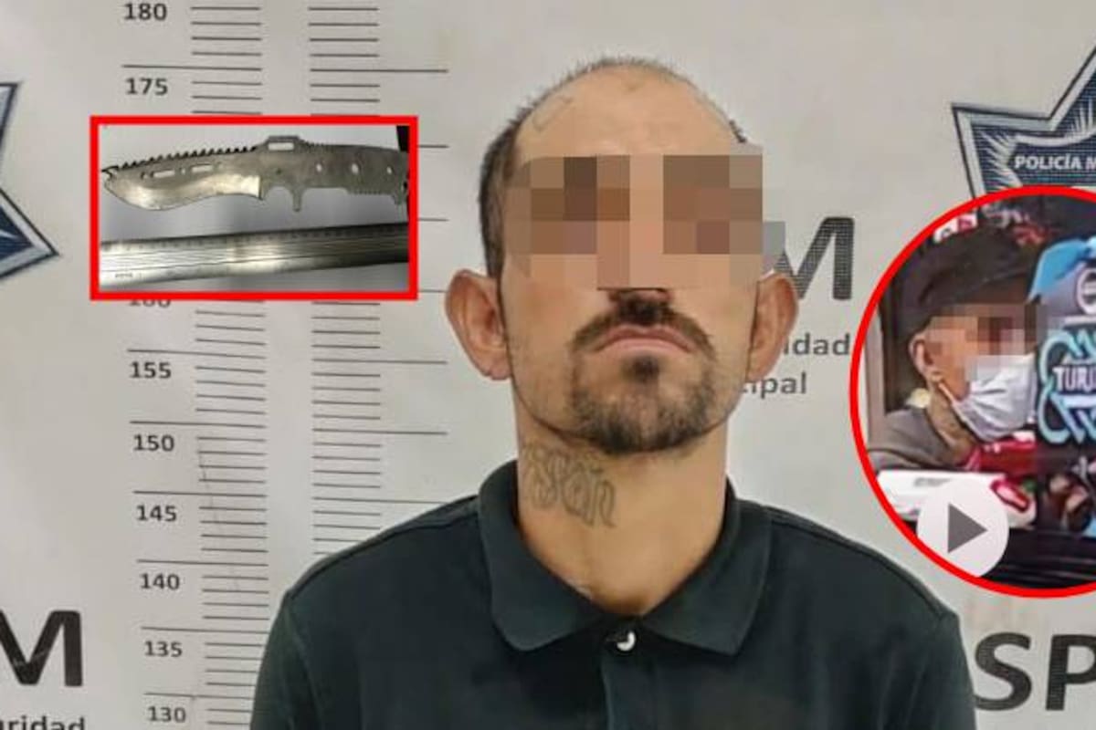 Arrestan a hombre por portación de cuchillo y presunto robo violento