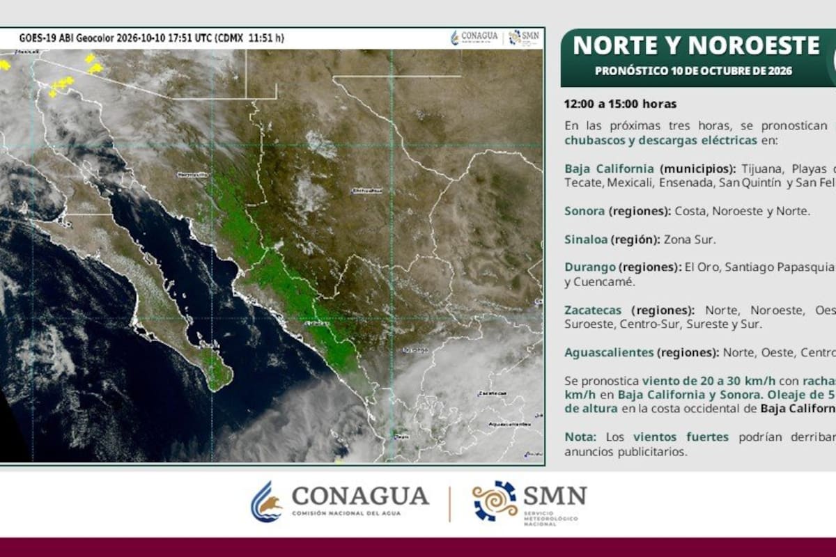 Protección civil informa que Rachel provocará lluvias y vientos de hasta 110 km/h en BC