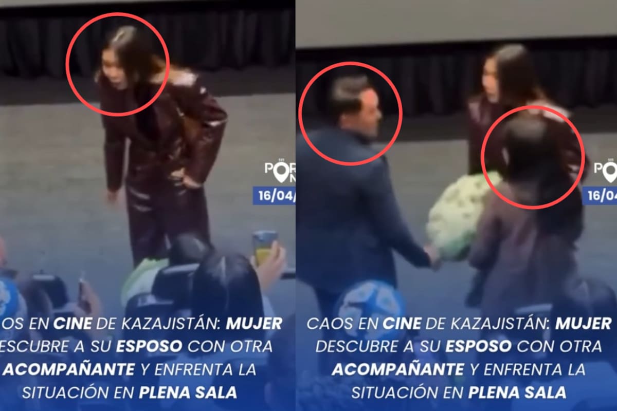 Descubre a su esposo con otra en el cine y arma escena que detiene la función