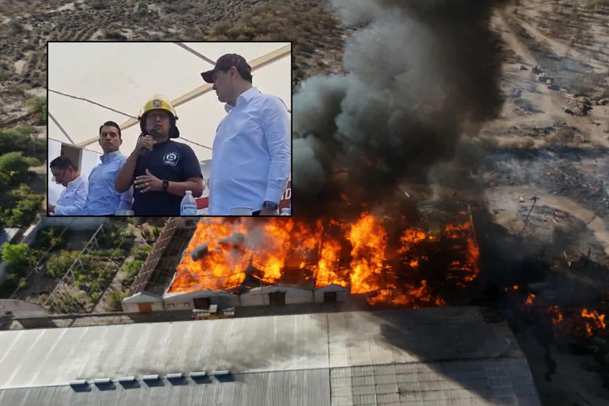 Tres bomberos lesionados en incendio de bodegas en Hermosillo