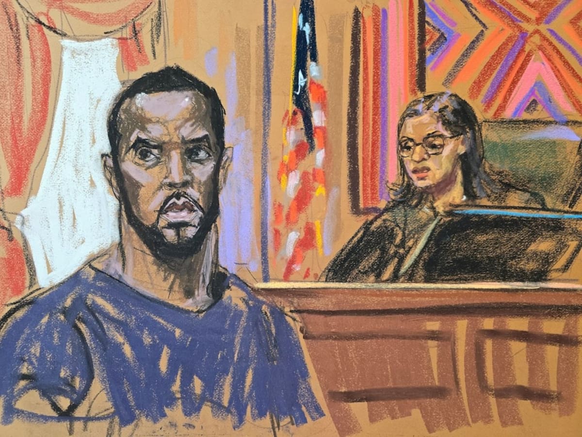 Sean 'Diddy' Combs en una caricatura del juicio. | Crédito: REUTERS