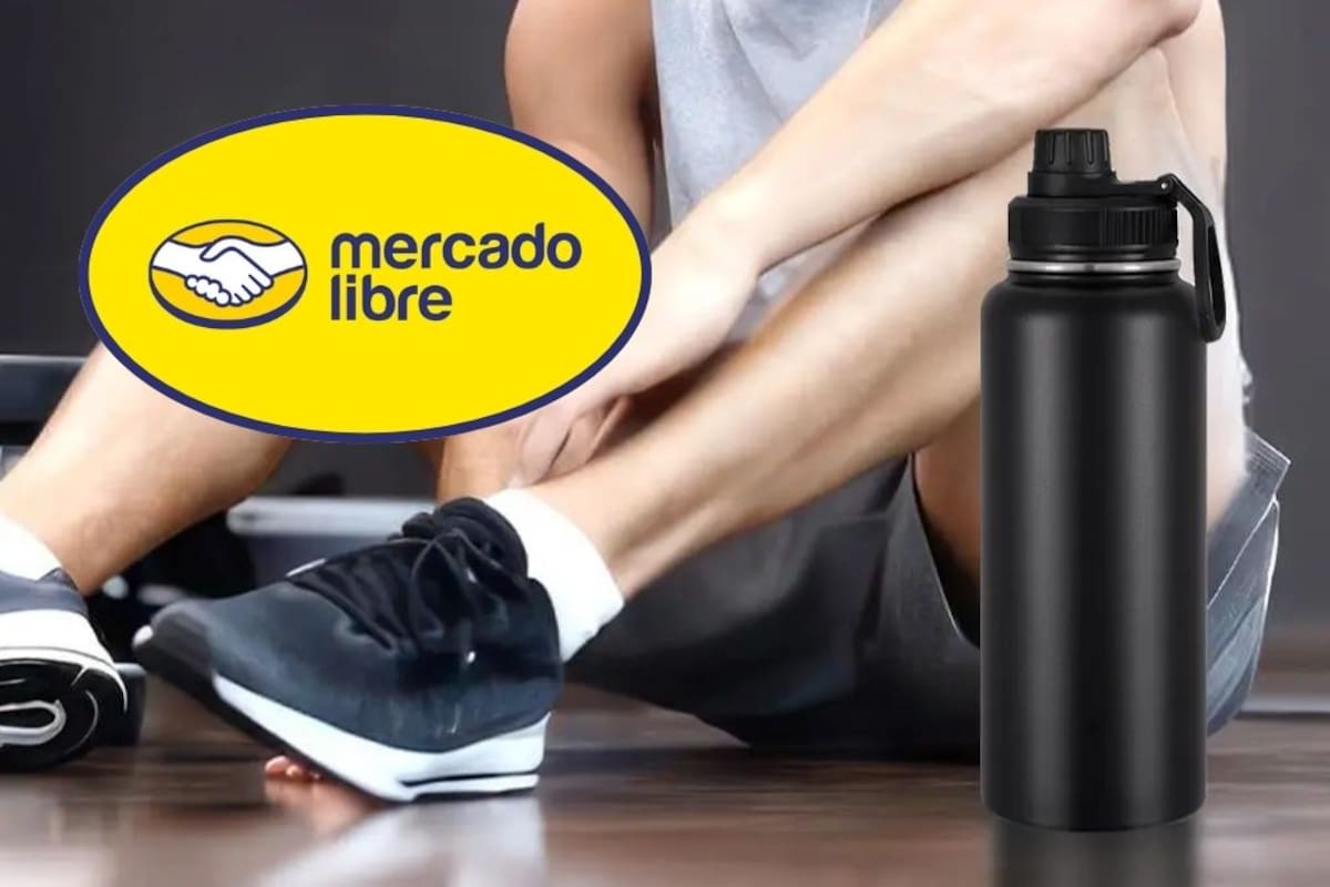Mercado Libre reduce a $173.70 pesos el precio de una botella térmico de acero inoxidable con 1.2 litros de capacidad