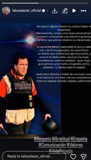 Lalo Salazar pide respeto para nueva pareja | Instagram @lalosalazar_oficial