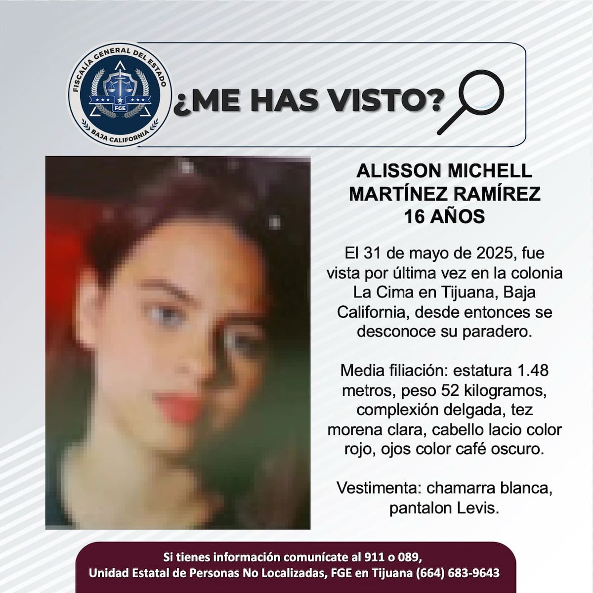 Alisson Michell Martínez Ramírez fue vista por última vez el 31 de mayo de 2025.
