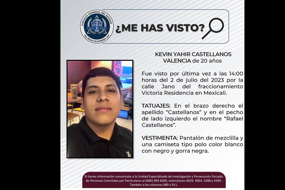 Buscan a Kevin Yahir Castellanos Valencia
