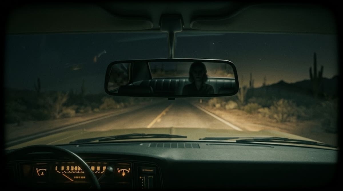 Pero quienes se niegan a darle raite tampoco están a salvo, pues se dice que, al mirar por el retrovisor, pueden descubrir que la mujer está sentada en el asiento trasero l Foto Generada con IA