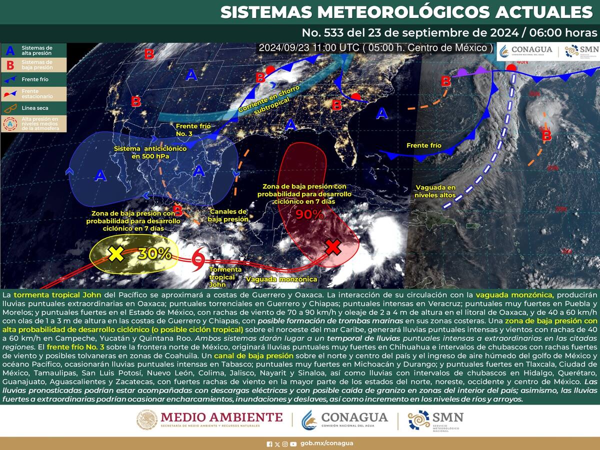 Clima Hoy 23 de septiembre/Conagua