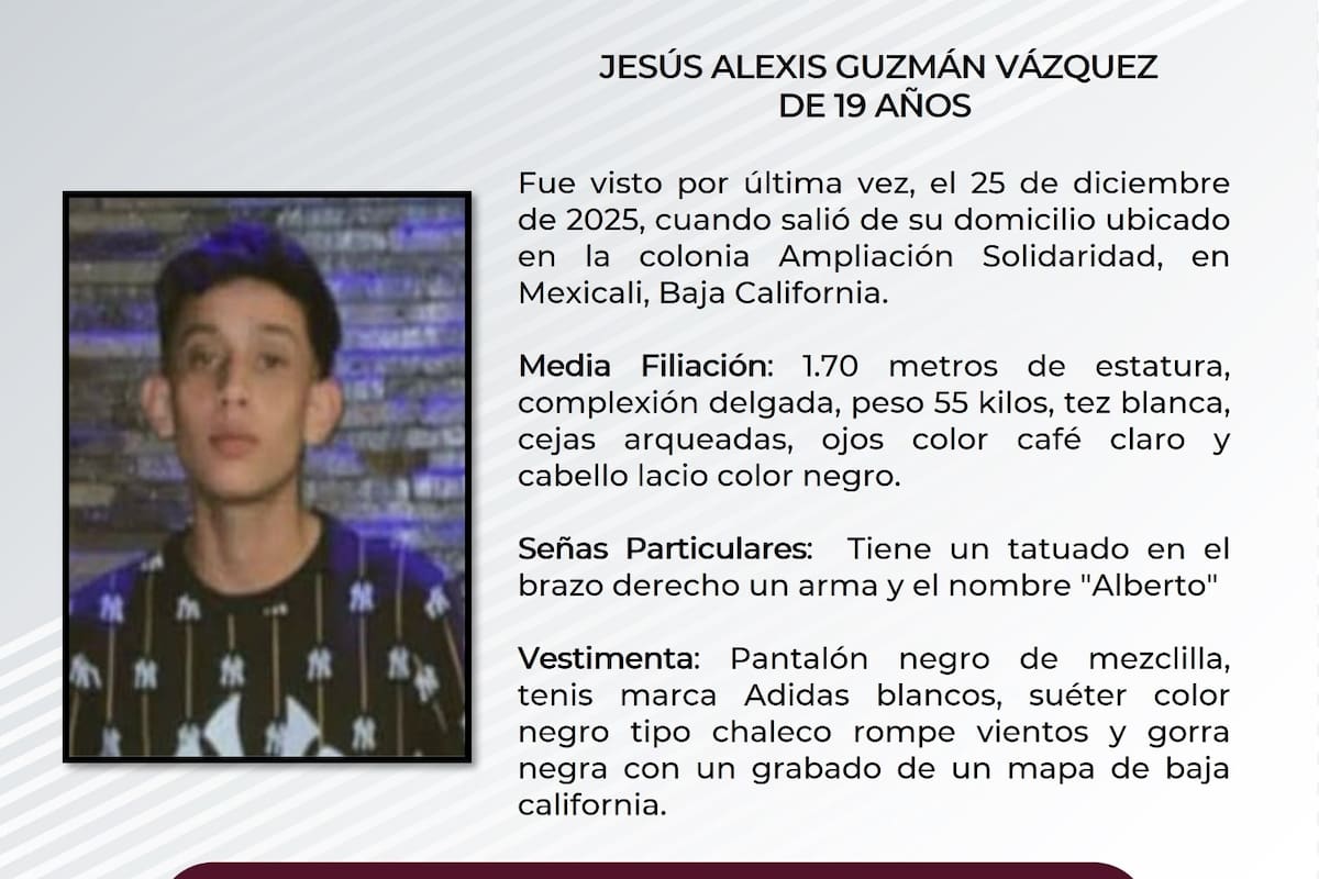 Buscan a joven desaparecido en Navidad