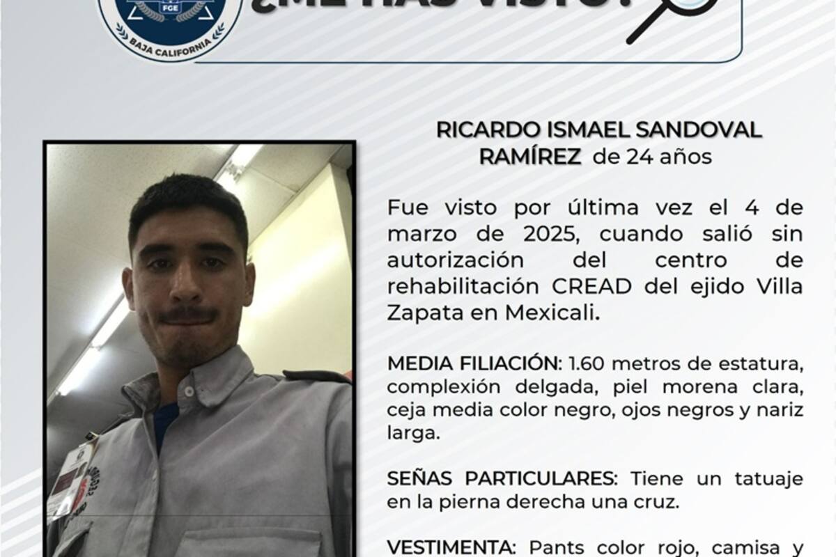 Piden ayuda para encontrar a  Ricardo Ismael Sandoval Ramírez