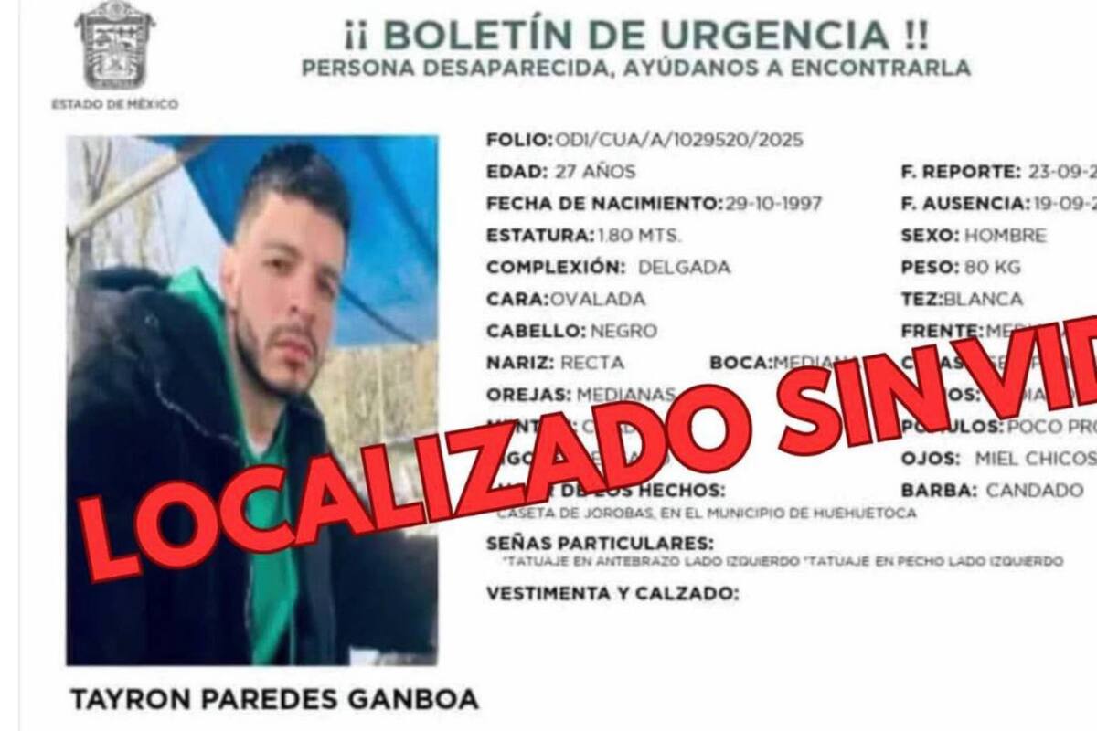Hallan sin vida a Tayron Paredes, repartidor venezolano desaparecido en Edomex en septiembre del 2025; confirman localización grupo buscador
