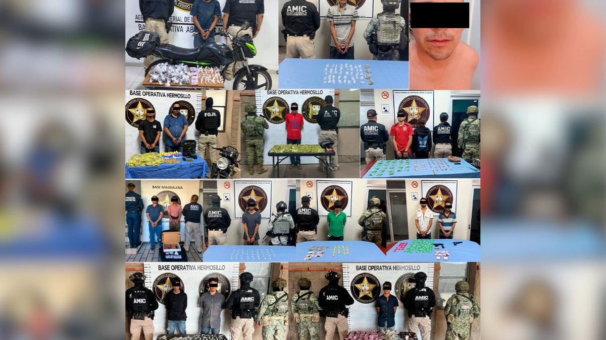 Cateos en Sonora: 15 detenidos, drogas y armas aseguradas en Hermosillo, Cajeme, Navojoa y Magdalena de Kino