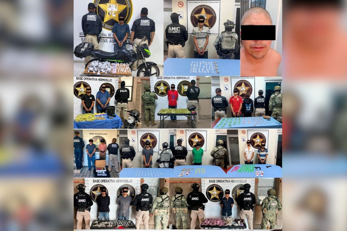 Cateos en Sonora: 15 detenidos, drogas y armas aseguradas en Hermosillo, Cajeme, Navojoa y Magdalena de Kino