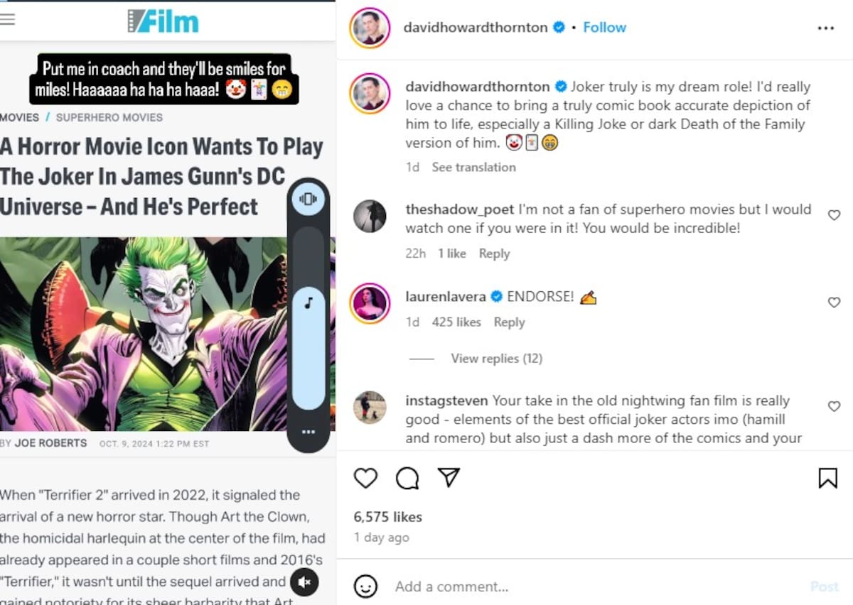 David Howard Thornton expresa su deseo de ser el nuevo Joker