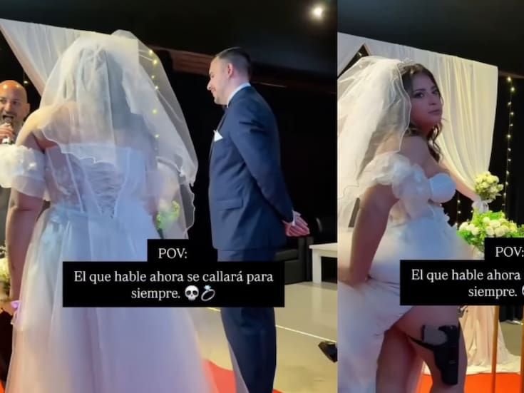 “Quien se oponga a esta unión va a tener un problemita”: Mujer se vuelve viral por llevar una pistola en su boda