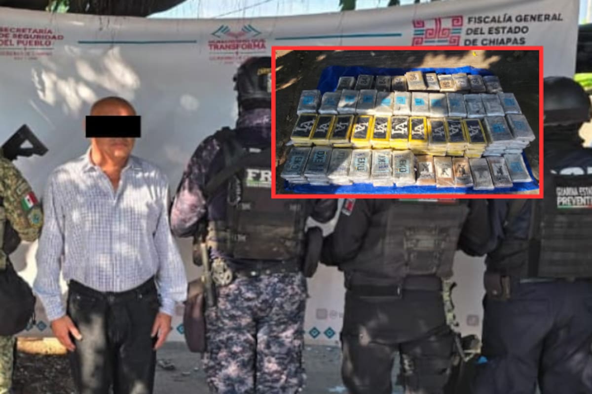 Detienen en Chiapas a José Luis “N” con 175 paquetes de cocaína en vehículo con placas diplomáticas falsas