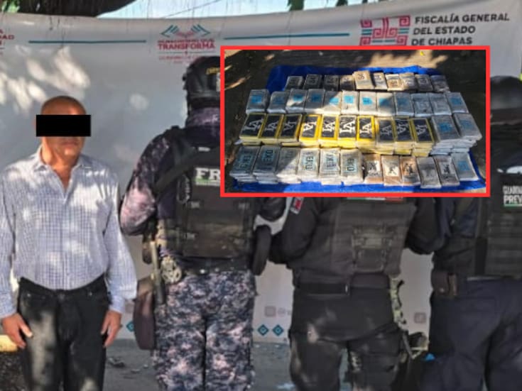 Detienen en Chiapas a José Luis “N” con 175 paquetes de cocaína en vehículo con placas diplomáticas falsas