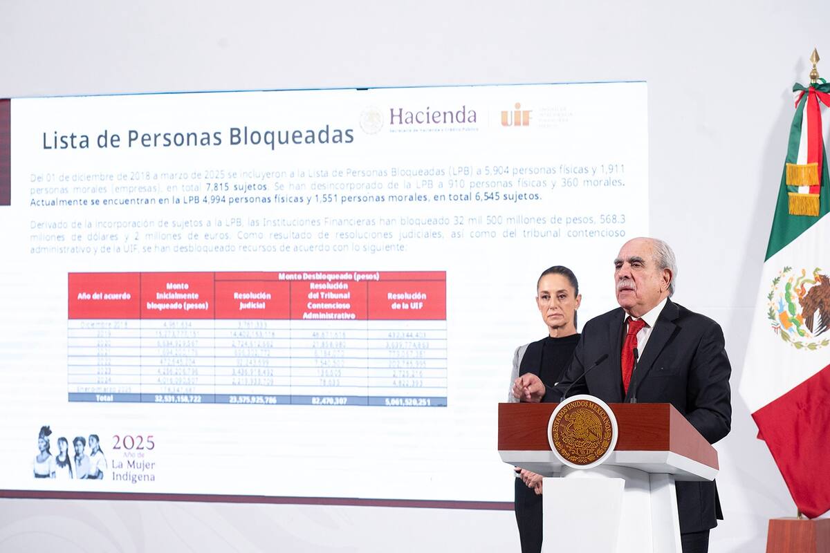 En la "Conferencia del Pueblo" de Claudia Sheinbaum, Pablo Gómez Álvarez, titular de la UIF, explicó por qué regresaron cuentas bancarias a Inés Gómez Mont y su esposo. | Crédito: Presidencia