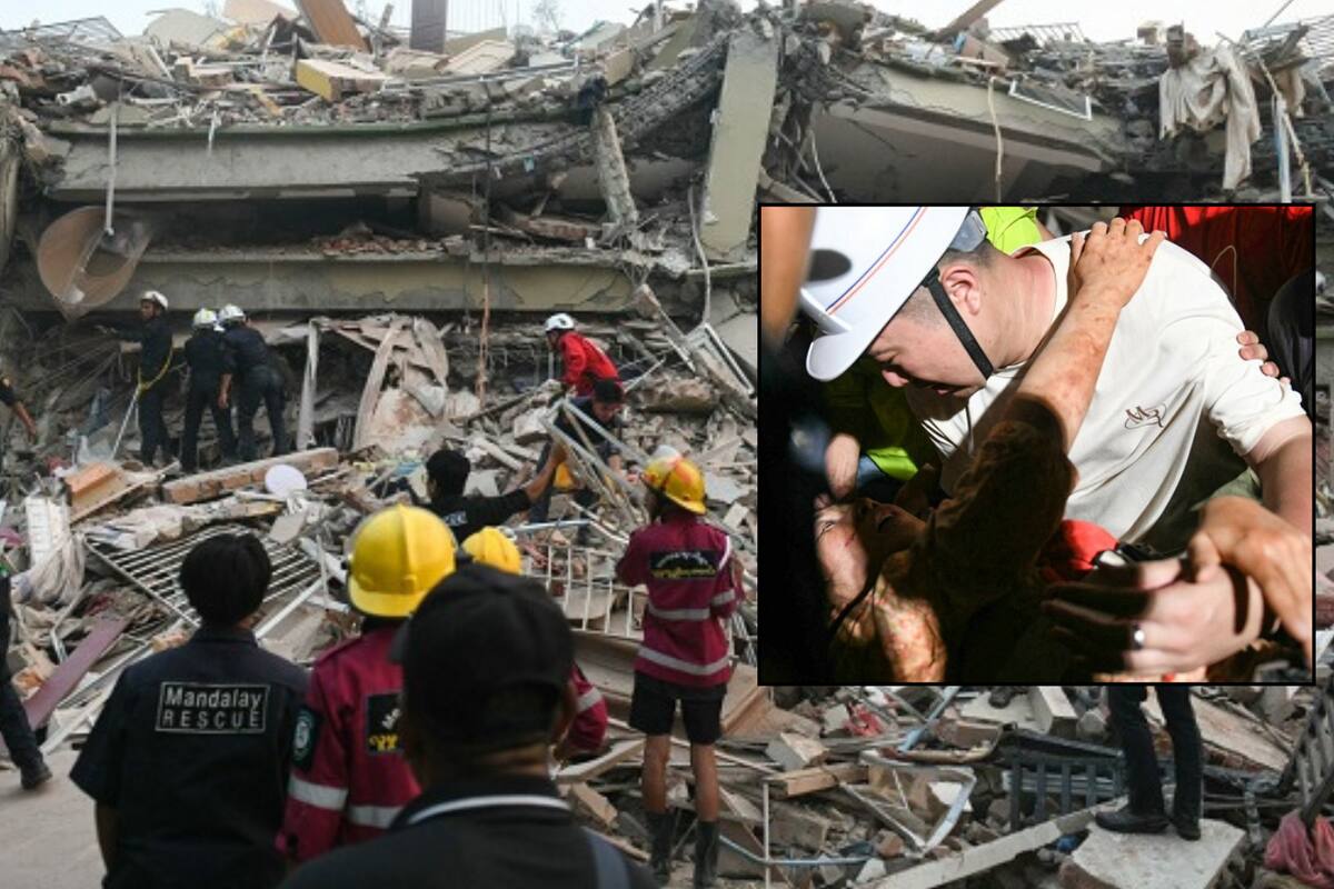 VIDEO: Rescatan con vida a mujer tras 30 horas bajo los escombros en Myanmar