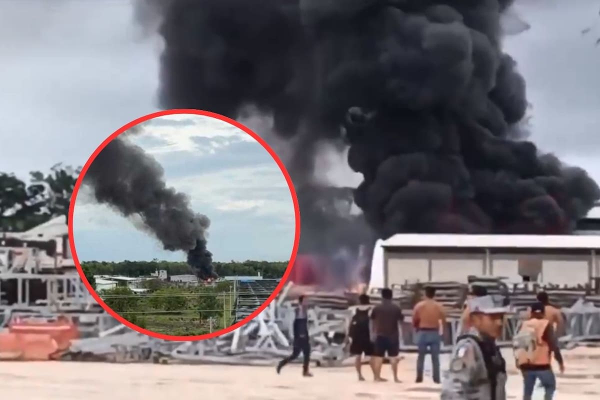 Explosión e incendio en Campamento del Tren Maya: cierran carretera en Quintana Roo