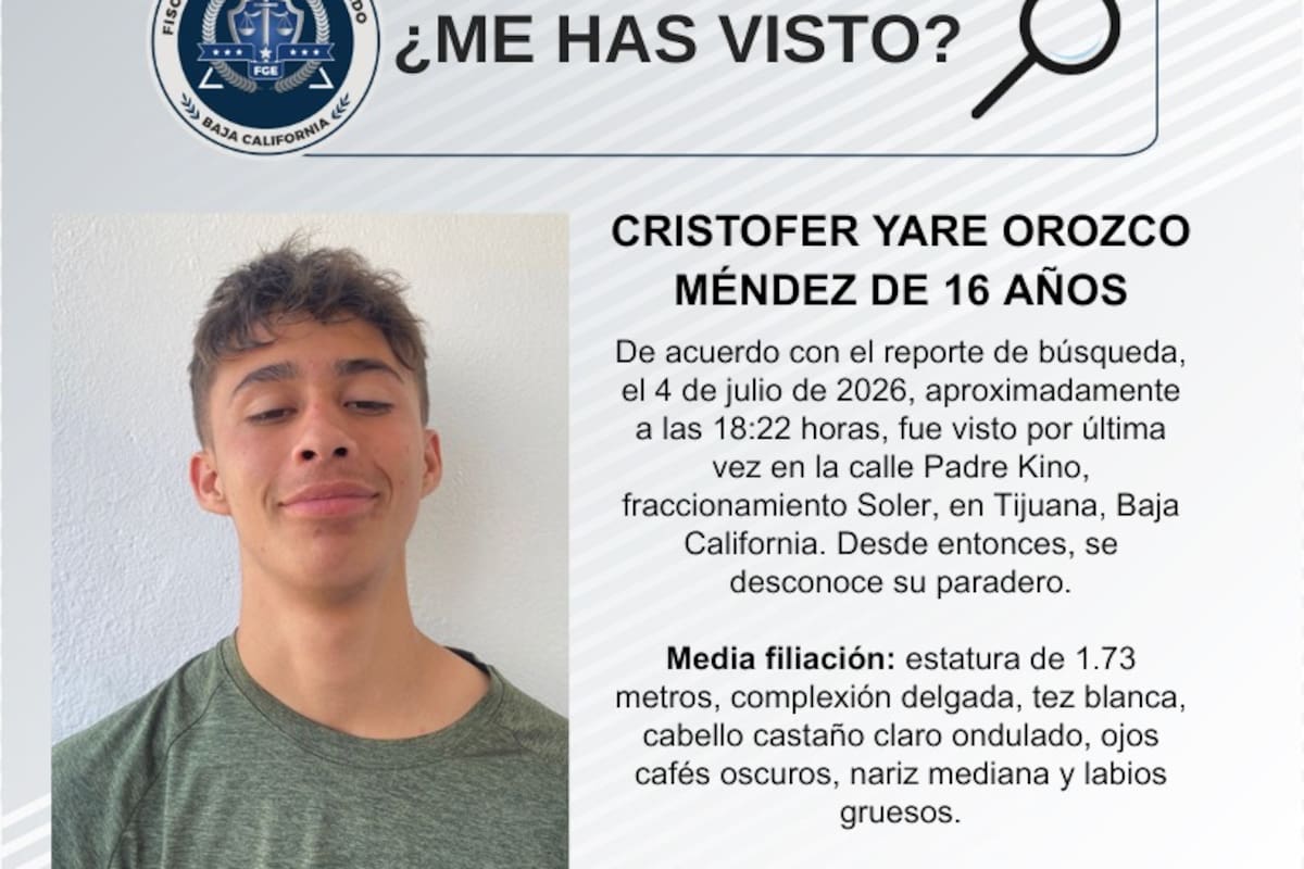 Se busca Cristofer Yare Orozco Méndez de 16 años de edad