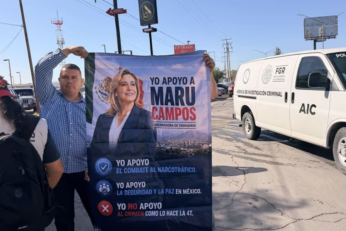 Manifestantes llaman a Trump a intervenir ante posible juicio político contra Maru Campos