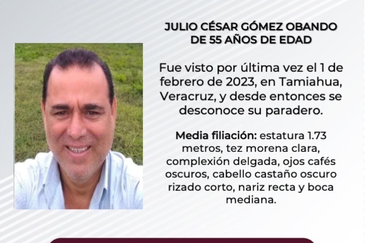 Se busca a Julio César Gómez Obando de 55 años de edad