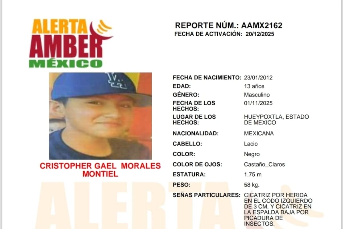 Se busca a Cristopher Gael Montiel de 13 años de edad
