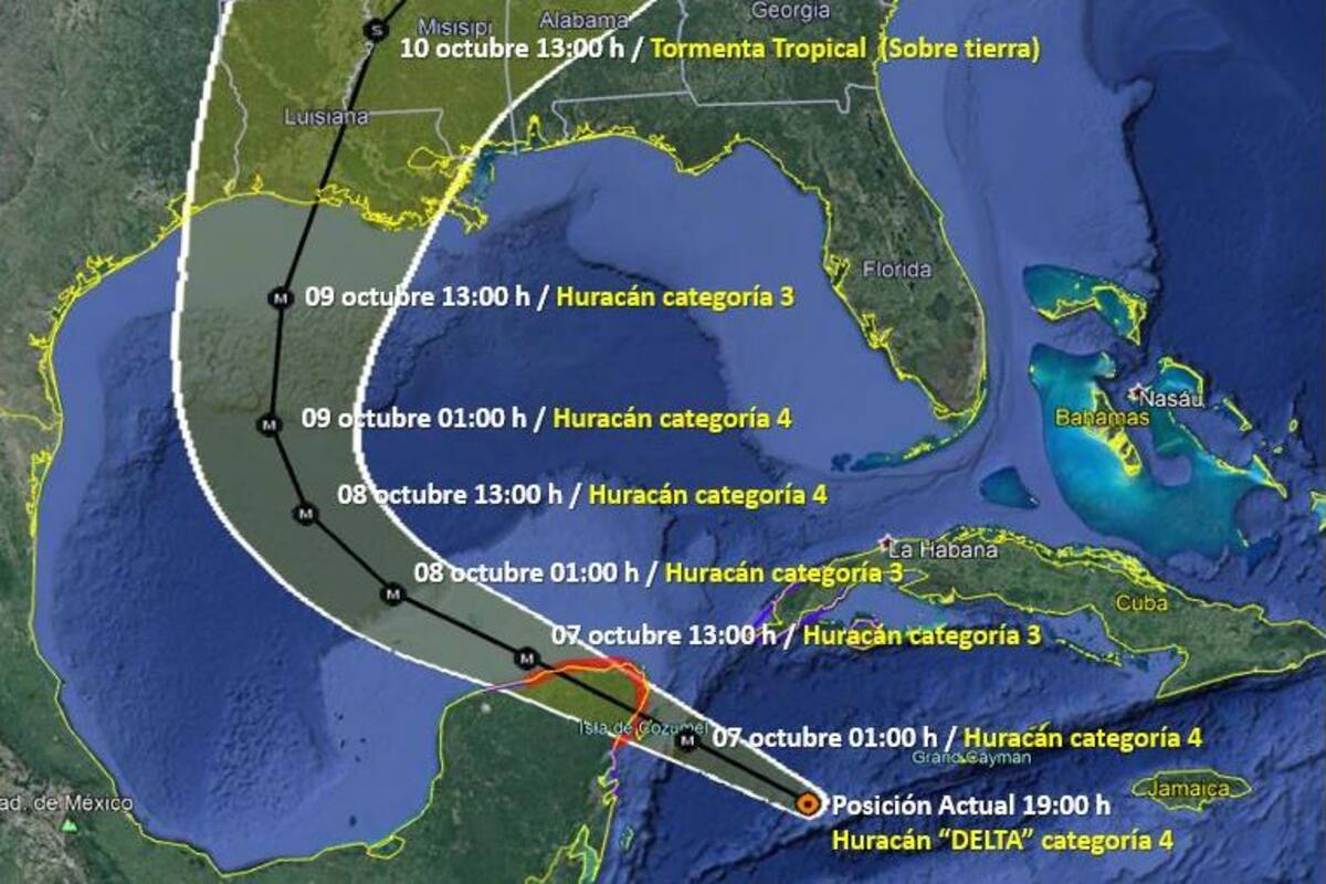 Huracán Delta: Pronostican lluvias torrenciales en la Península de Yucatán