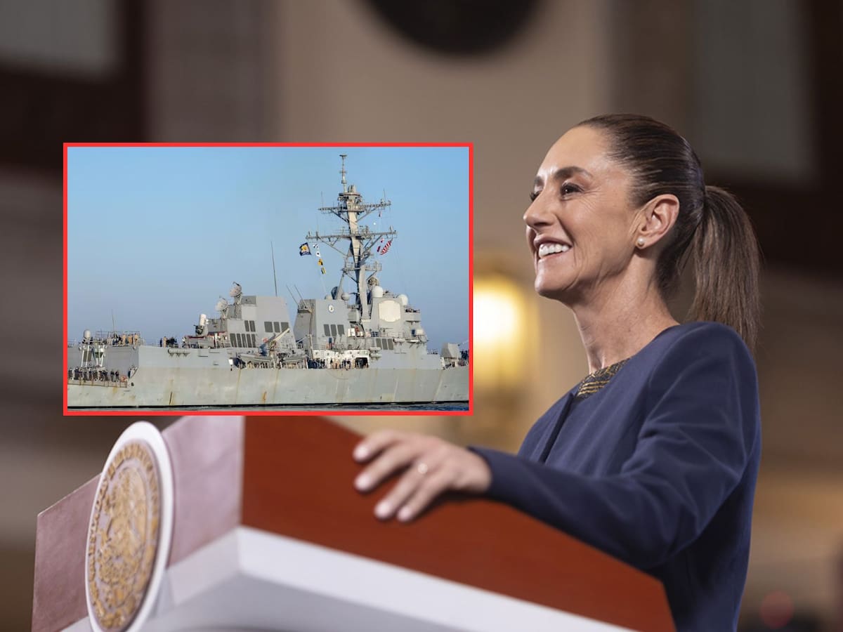 Sheinbaum afirma que buque de EU en el Golfo no está en aguas nacionales. | Crédito: Presidencia/Sea Forces ORG