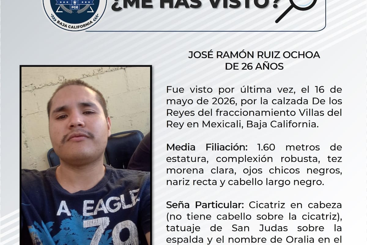 Buscan a José Ramón en Mexicali; desapareció en Villas del Rey