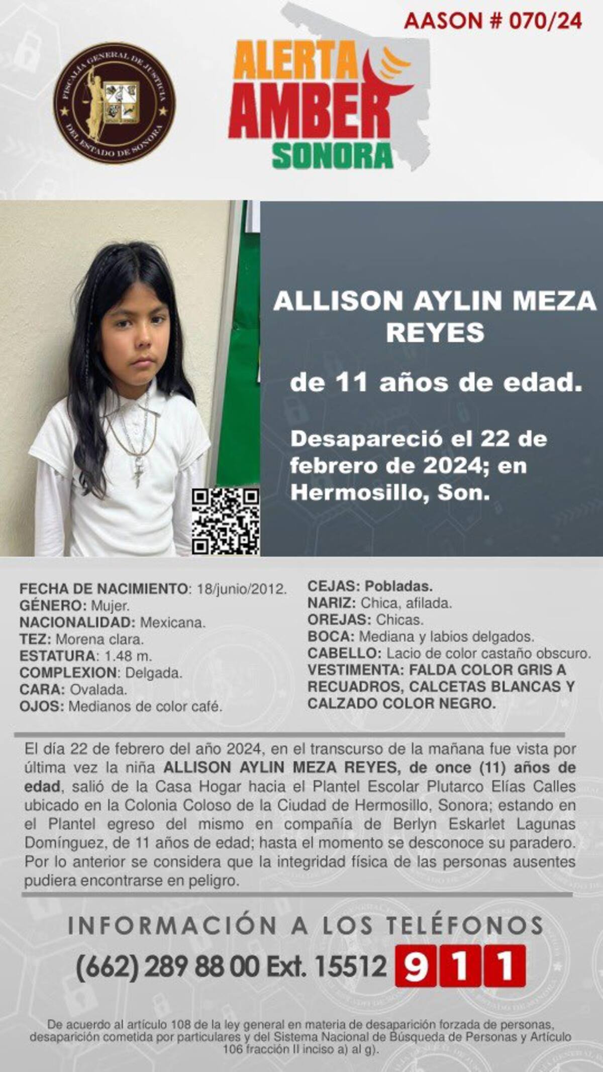 Se activa Alerta Amber por niñas desaparecidas en Hermosillo al salir de primaria en el Coloso. // Especial/El Imparcial