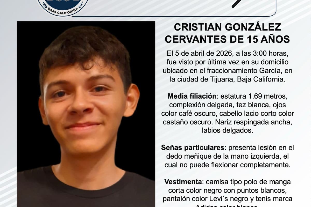 Se busca a Cristian González Cervantes de 15 años