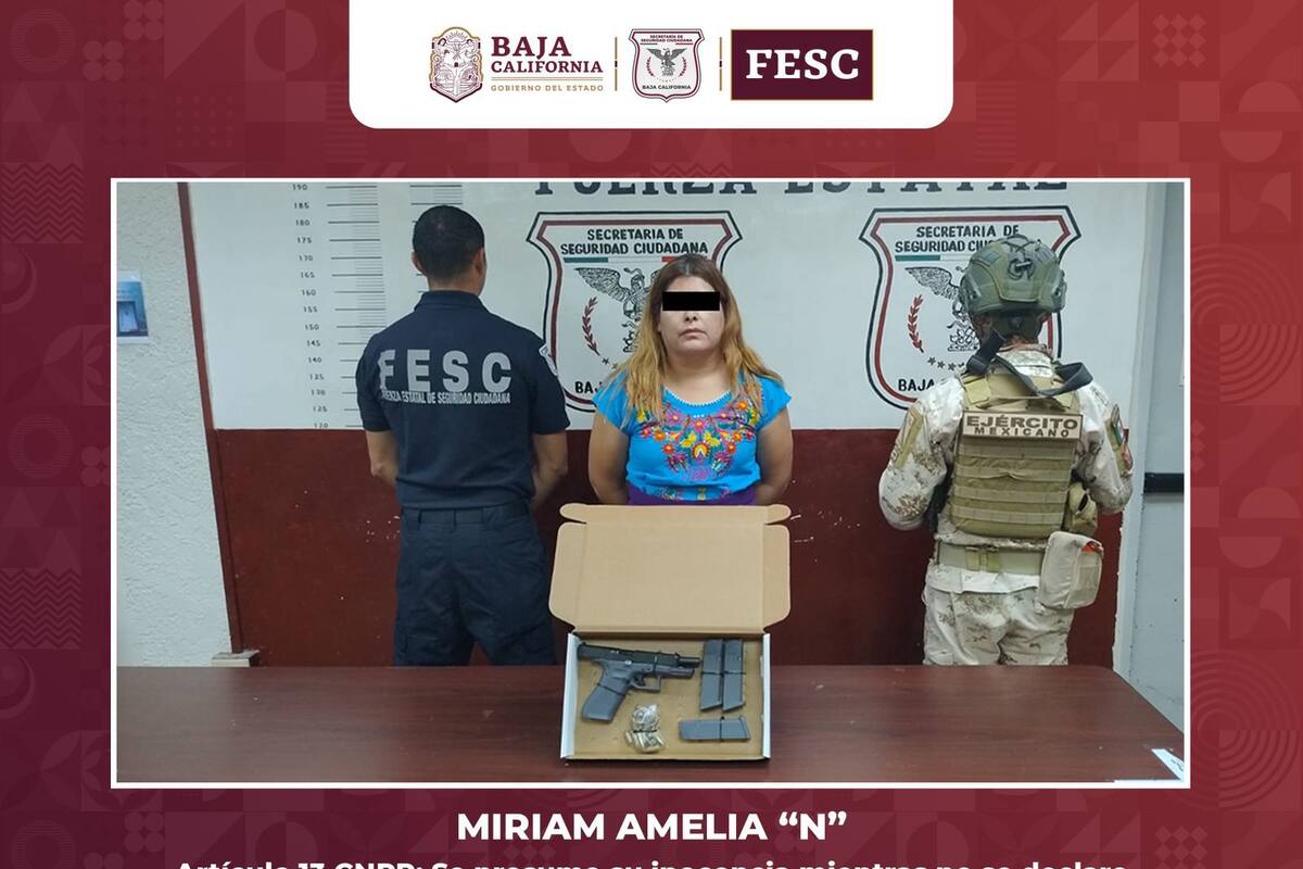 Detienen a mujer en posesión de arma y cargadores abastecidos en el valle de Mexicali