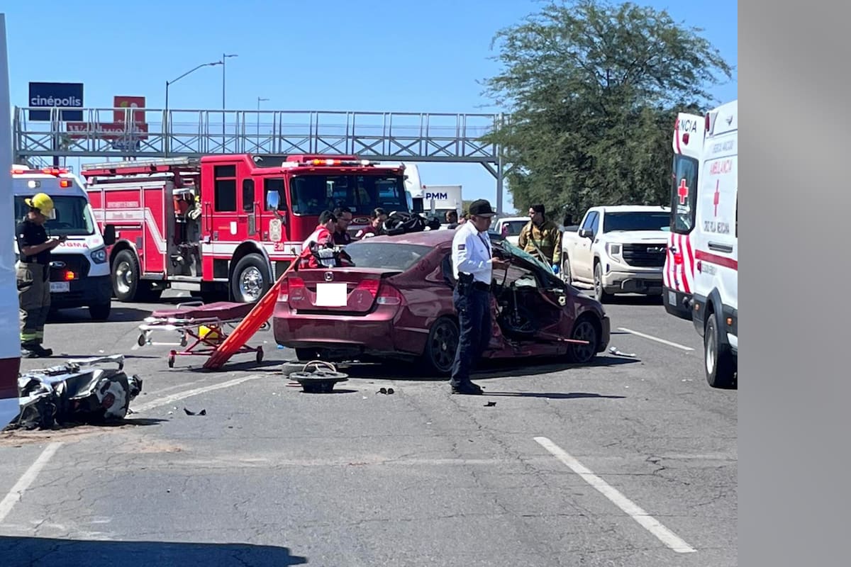Muere motociclista tras choque contra auto en Hermosillo