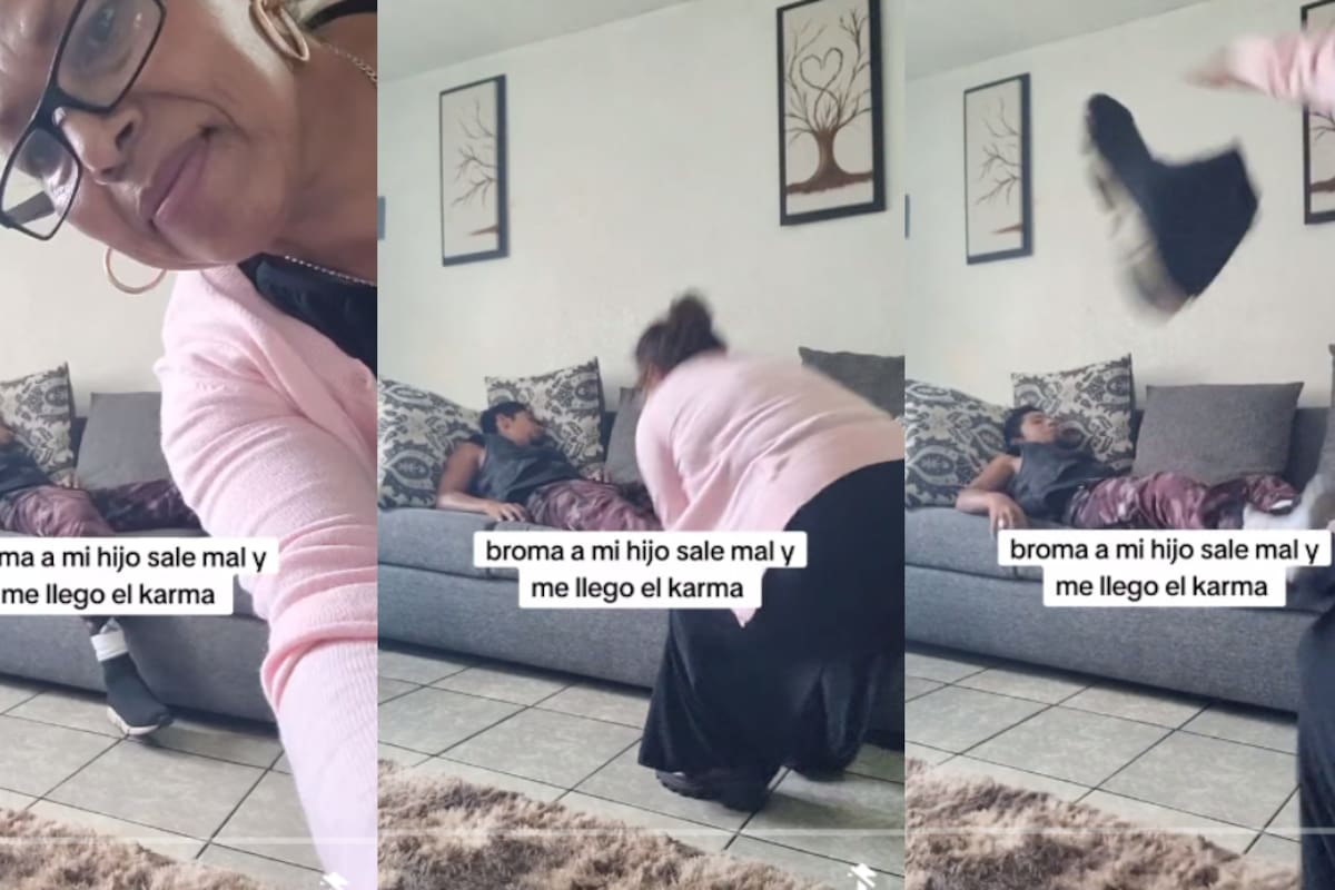 VIDEO: mamá intenta hacerle broma a su hijo pero sufre de tremenda caída