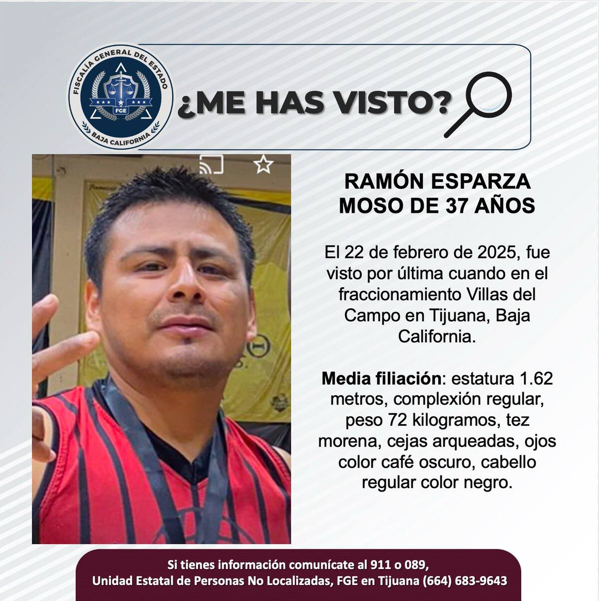 Ramón Esparza Moso fue visto por última vez el 22 de febrero del 2025.