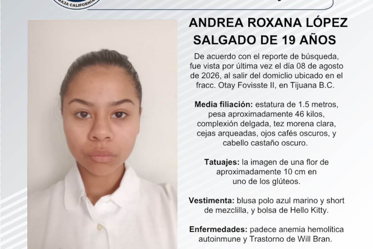 Se busca Andrea Roxana López Salgado de 19 años
