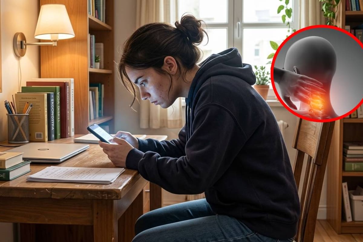 La mala postura al usar el celular puede causar el síndrome del cuello de texto