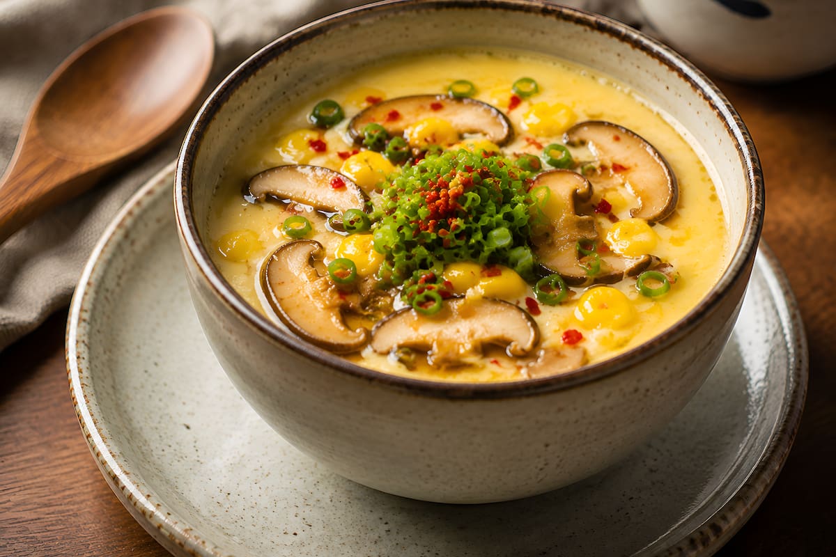 Chawanmushi de elote y hongos