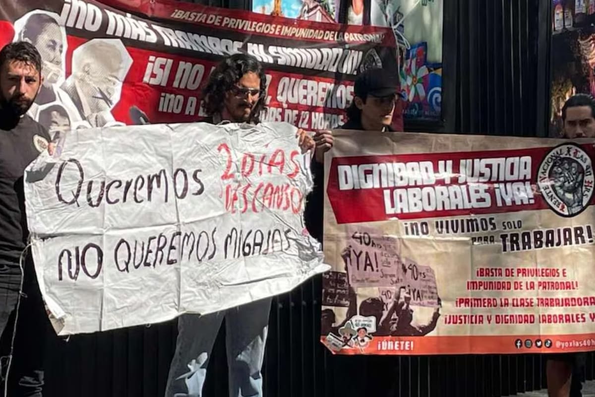 Sindicatos protestan frente al Senado por reforma de 40 horas y advierten que podría mantener seis días de trabajo y no garantizar dos días de descanso real para la clase trabajadora